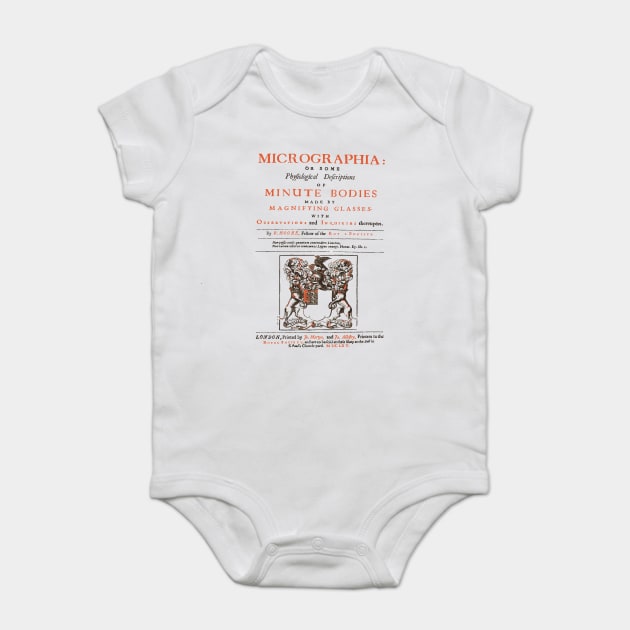 Micrographia - 17th Century Vintage Book Cover - Authentic Collectable Baby Bodysuit by TuncGK